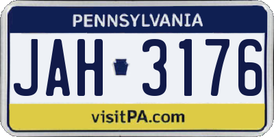PA license plate JAH3176
