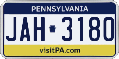 PA license plate JAH3180