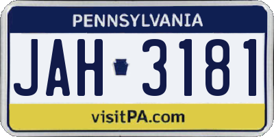 PA license plate JAH3181