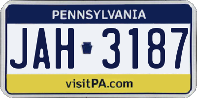PA license plate JAH3187