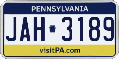 PA license plate JAH3189