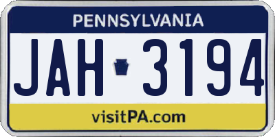 PA license plate JAH3194