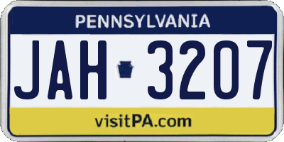 PA license plate JAH3207