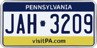 PA license plate JAH3209