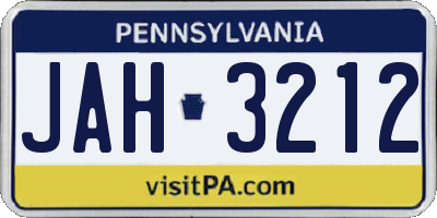 PA license plate JAH3212