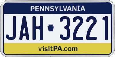 PA license plate JAH3221