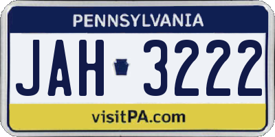 PA license plate JAH3222
