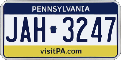 PA license plate JAH3247
