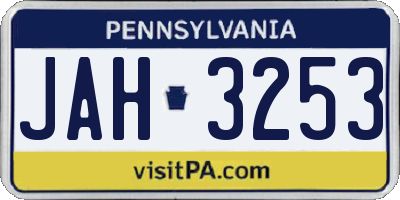 PA license plate JAH3253