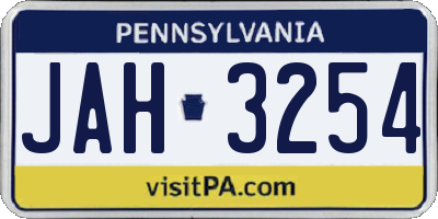 PA license plate JAH3254