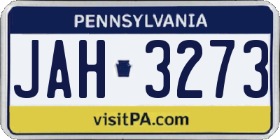 PA license plate JAH3273