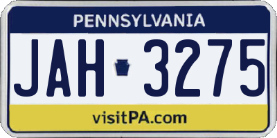 PA license plate JAH3275