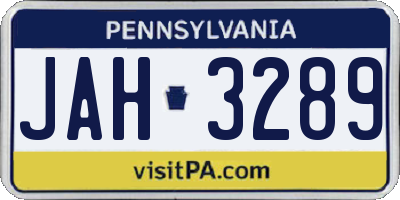 PA license plate JAH3289