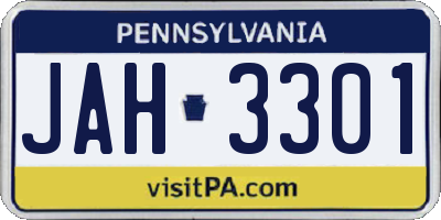 PA license plate JAH3301