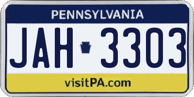 PA license plate JAH3303