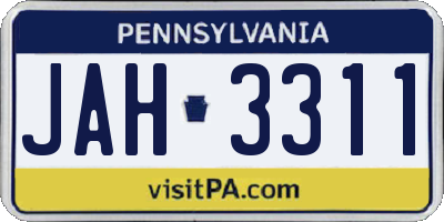 PA license plate JAH3311