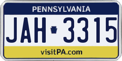 PA license plate JAH3315