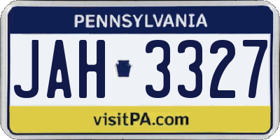 PA license plate JAH3327
