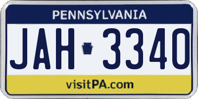 PA license plate JAH3340