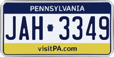 PA license plate JAH3349