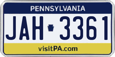 PA license plate JAH3361