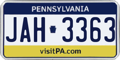 PA license plate JAH3363