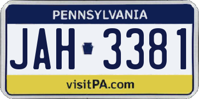 PA license plate JAH3381
