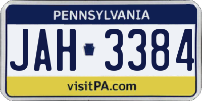 PA license plate JAH3384