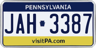 PA license plate JAH3387
