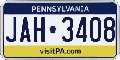 PA license plate JAH3408