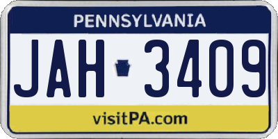 PA license plate JAH3409