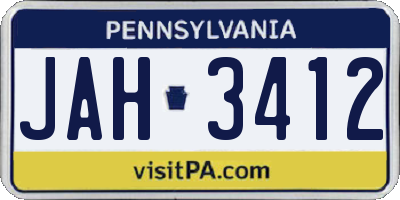 PA license plate JAH3412
