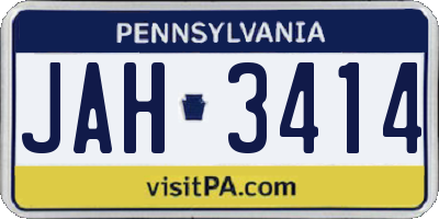 PA license plate JAH3414