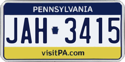 PA license plate JAH3415