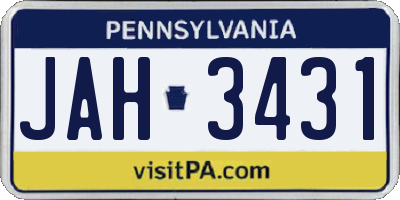 PA license plate JAH3431