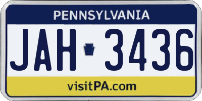 PA license plate JAH3436
