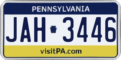 PA license plate JAH3446