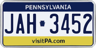 PA license plate JAH3452