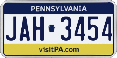 PA license plate JAH3454