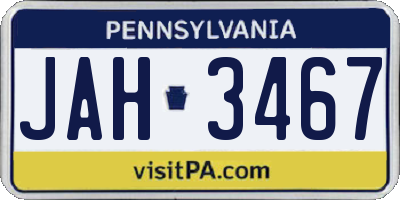 PA license plate JAH3467