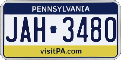 PA license plate JAH3480