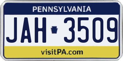PA license plate JAH3509