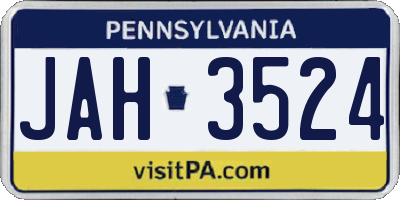 PA license plate JAH3524