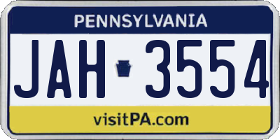 PA license plate JAH3554