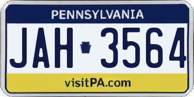 PA license plate JAH3564