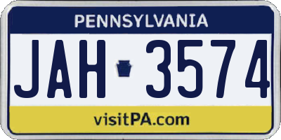 PA license plate JAH3574