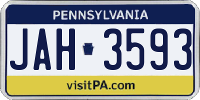 PA license plate JAH3593