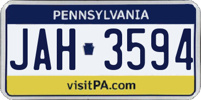 PA license plate JAH3594