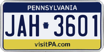 PA license plate JAH3601