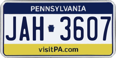 PA license plate JAH3607